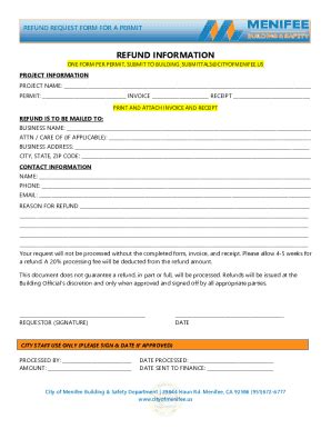 Fillable Online Refund Claim Form Instructions Los Angeles LADBS