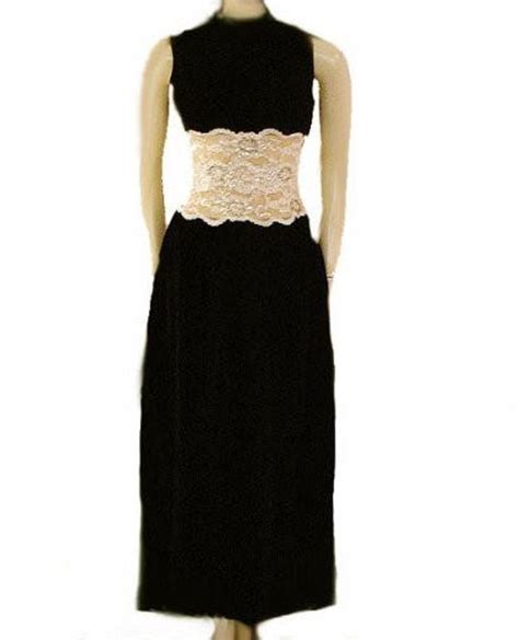 Gorgeous Vintage Black Velvet Nude Lace Evening Gown Gem