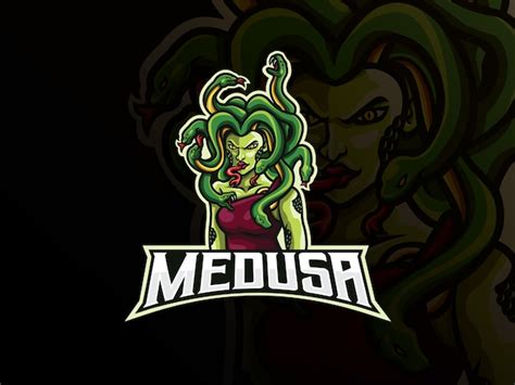 Design De Logotipo De Mascote De Medusa Vetor Premium