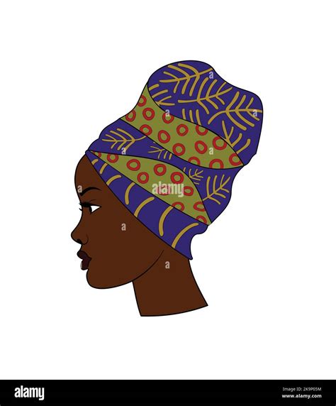 Hermosa Mujer De Cultura Africana Con Turbante Tradicional En Textura