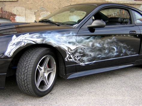 Automotive Art Design Airbrush On Mustang Car Car Modification