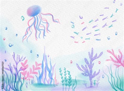 ภาพประกอบสตอก Under the sea Colorful Watercolor ภาพ Adobe Stock