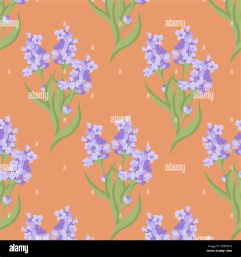 A Sprig Of Lavender Purple Flower Seamless Pattern Vector