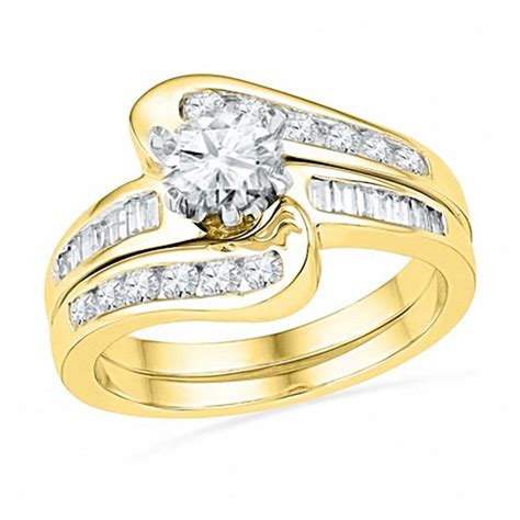 1 1 4 Ct T W Diamond Swirl Bridal Set In 10k Gold Zales