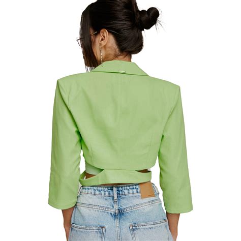 Blazer Cropped Myft Cut Off V23 Verde Feminino Attemporal Boutique