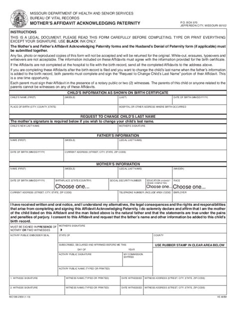 Affidavit Acknowledging Paternity Missouri Fill Out And Sign Online Dochub