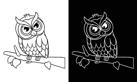 Hand Drawn Owl Cartoon Coloring Book Illustration 31424744 Vector Art ...