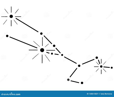 Traced Zodiac Constellation Aries. Black Astrological Diagram Of ...