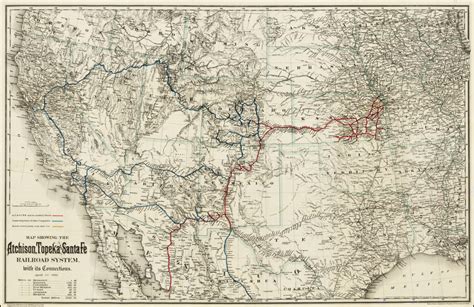 Map Showing The Atchison Topeka And Santa Fe Railroad System With Its Connections April 1st