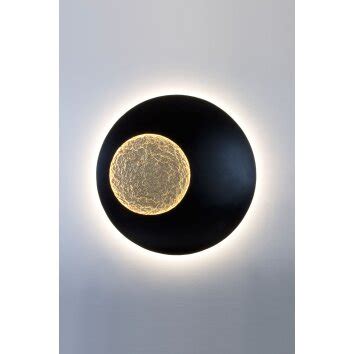 Holl Nder Luna Rund Gro Muurlamp Led Bruin Goud Zwart K