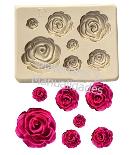 Molde Silicona Rosa Flores Para Fondant Y Porcelana Fr A Materiales