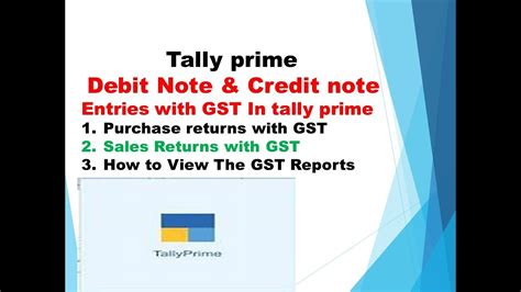 Debit Note Credit Notes Entries With Gst In Tally Prime In English