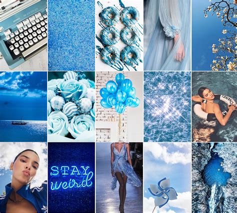 Boujee Blue Wall Collage Kit Baddie Collage Aesthetic Room Etsy