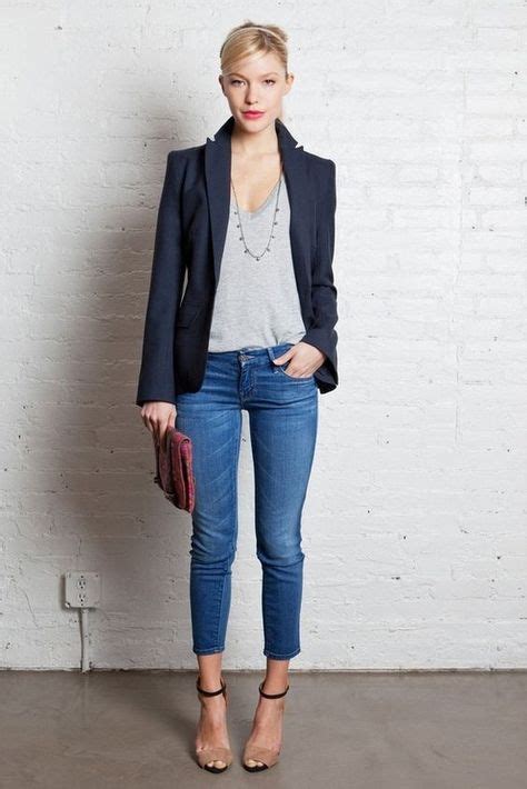 Black Suit Jacket Scarf And Jeans Look For Women Jeans With Suit