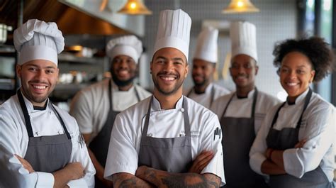 Diverse Chefs Each Wearing Chef Uniforms And Smiling Brightly Standing