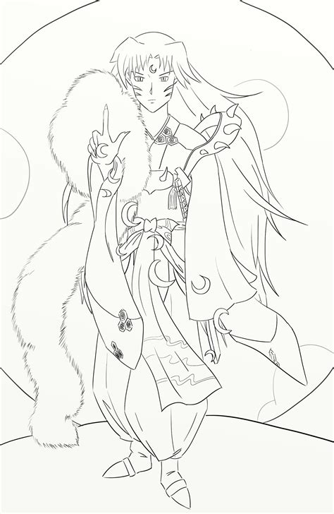 Lineart Sesshomaru Demon Lord By Jotunlokilady On Deviantart