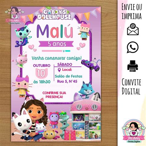 Gabby S Dollhouse Convite Digital No Elo Anny Convite Digital Acb