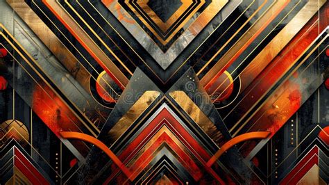 Abstract Geometric Design in Red, Gold, and Black Stock Illustration ...