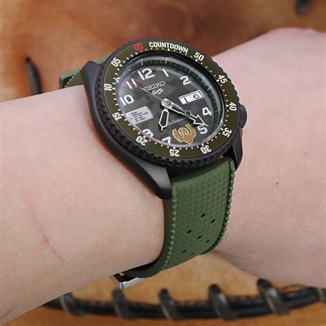 Quick Release Military Green Tropic Rubber Watch Strap 20mm Or 22mm Strapcode