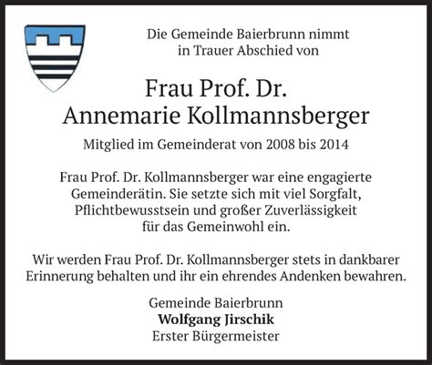 Traueranzeigen Von Annemarie Kollmannsberger Trauer Merkur De