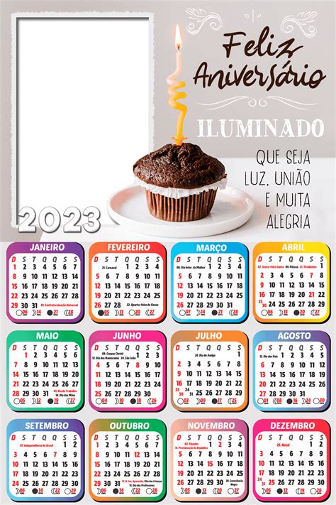 Calendário 2023 Tenha Um Aniversário Iluminado Para Montar Imagem