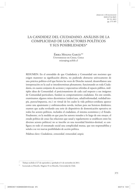 Pdf La Candidez Del Ciudadano Análisis De La Complicidad De Los Actores Políticos Y Sus