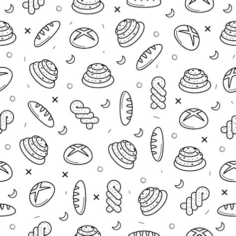 Premium Vector Abstract Seamless Pattern Doodle Collection Bread Bun