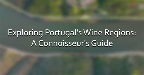 Exploring Portugal's Wine Regions: A Connoisseur's Guide