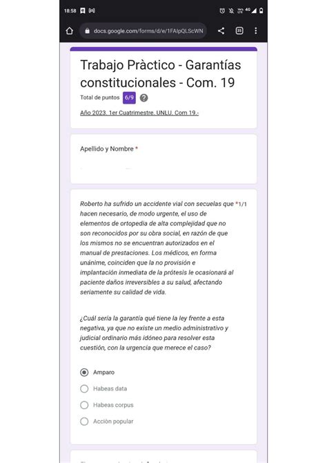 Trabajo práctico garantías constitucionales 19 Estudio de la