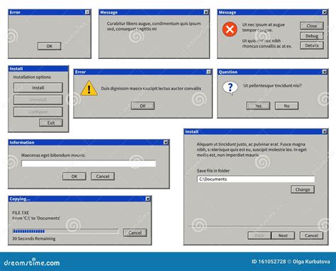 Old User Interface Window Old Computer Retro Browser Dialog Box With