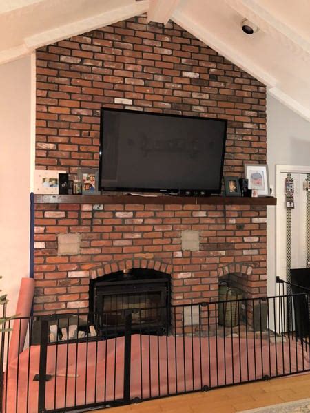 Brick Fireplace Gets Stone Veneer Makeover