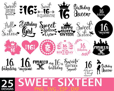 Sweet Svg Editable Bundle Sweet Sixteen Svg Sweet Svg Quote