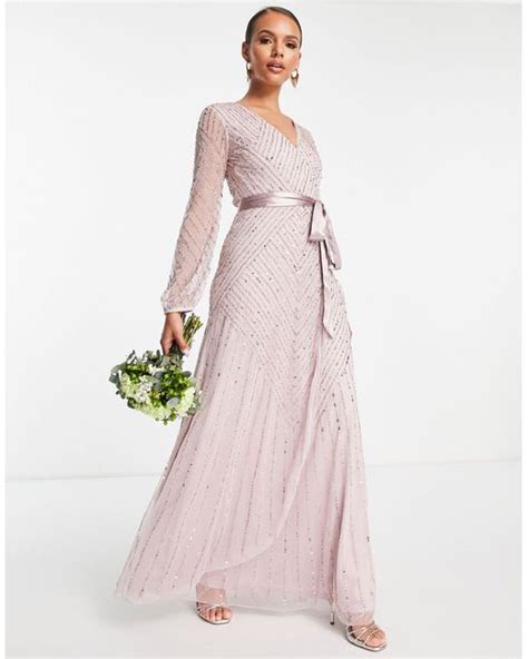 Frock And Frill Synthetic Bridesmaid Wrap Maxi Dress In Pink Lyst