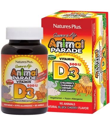Витамин D за деца дъвчащи таблетки с вкус Череша х 90 бр Анимал парад ...