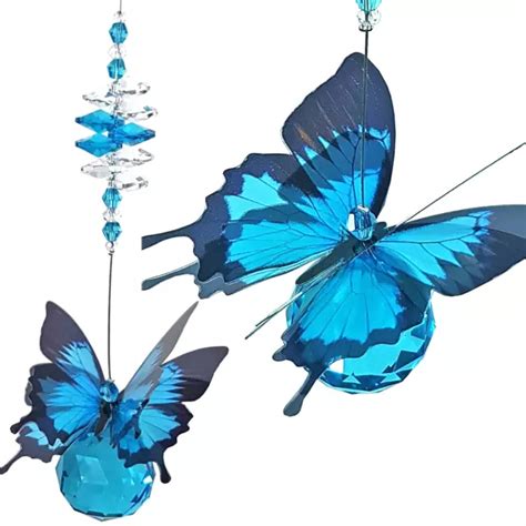 Blue Butterfly Crystal Suncatcher Ulysses T Rainbow Hanging Prism Suncatchers £11 23