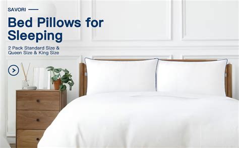 Amazon SAVORI Bed Pillows For Sleeping Set Of 2 Hotel Quality With