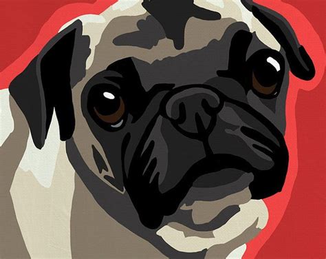 Pug Pop Art Dog Painting Print Colorful Pug Pop Art Dog Painting Pop