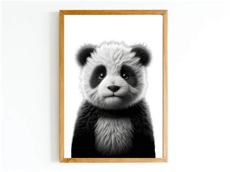 Baby Panda Portrait, Wall Art Realistic Panda, Unique Jungle Animal Print, Panda Nursery Decor ...