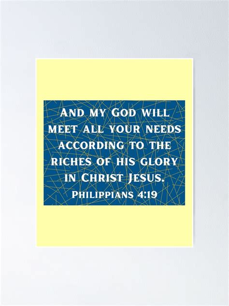 Bible Verse Philippians 4 19 Poster For Sale By BibleCreations