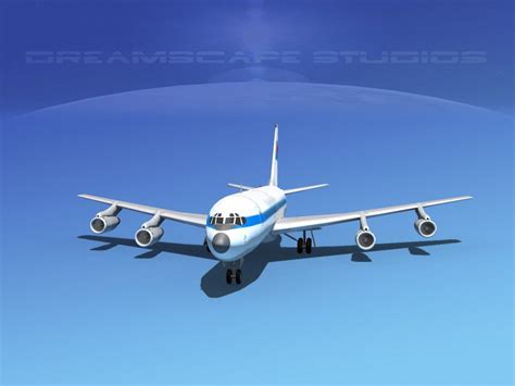 Boeing 707 320 Trans Global Airlines 3D Model 89 3ds Dwg Dxf Lwo