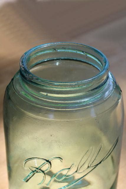 Antique Aqua Blue Glass Canning Jar One Quart Ball Mason 3l Embossed Lettering