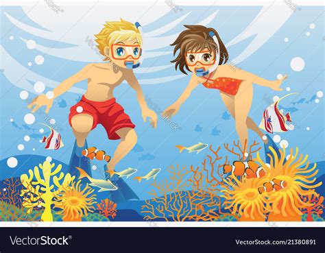 Kids swimming underwater Royalty Free Vector Image