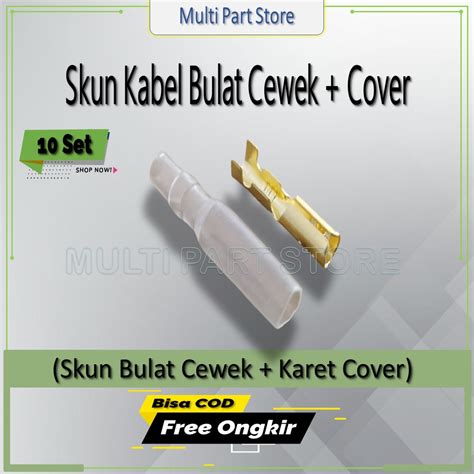 Jual Skun Soket Konektor Kabel Bulat CEWEK KARET Cover 10 PASANG