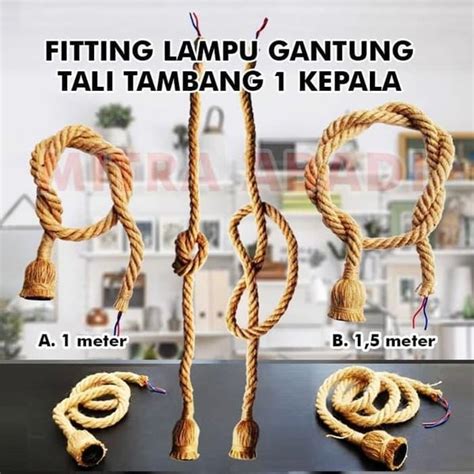 Jual Fitting Lampung Gantung Tali Tambang Vintage Kepala Led Edison