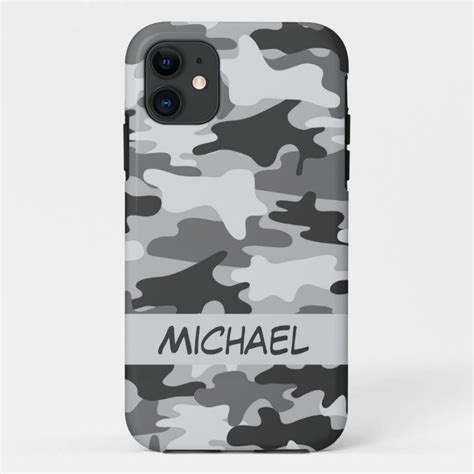 Grey Silver Camo Camouflage Personalized Name Case Mate Iphone Case