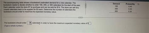 Solved The Accompanying Table Shows A Bookstore S E