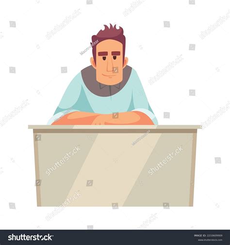 Cartoon Male School Teacher His Table Stock Vector (Royalty Free ...