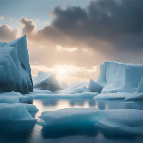 Large Icebergs Ai Generatet Stock Illustration Illustration Of