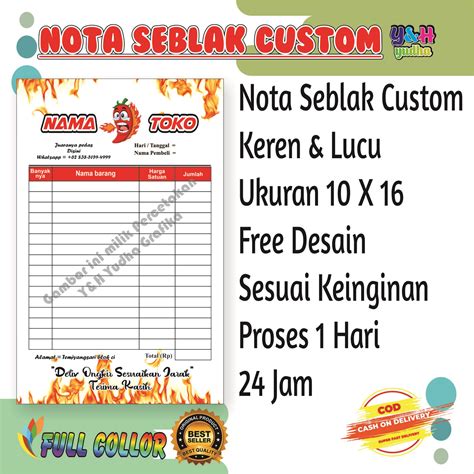 Nota Seblak Ply Isi Lembar Bisa Costum Pakai Nama Warung