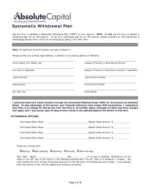 Fillable Online Use This Form To Establish A Systematic Withdrawal Plan